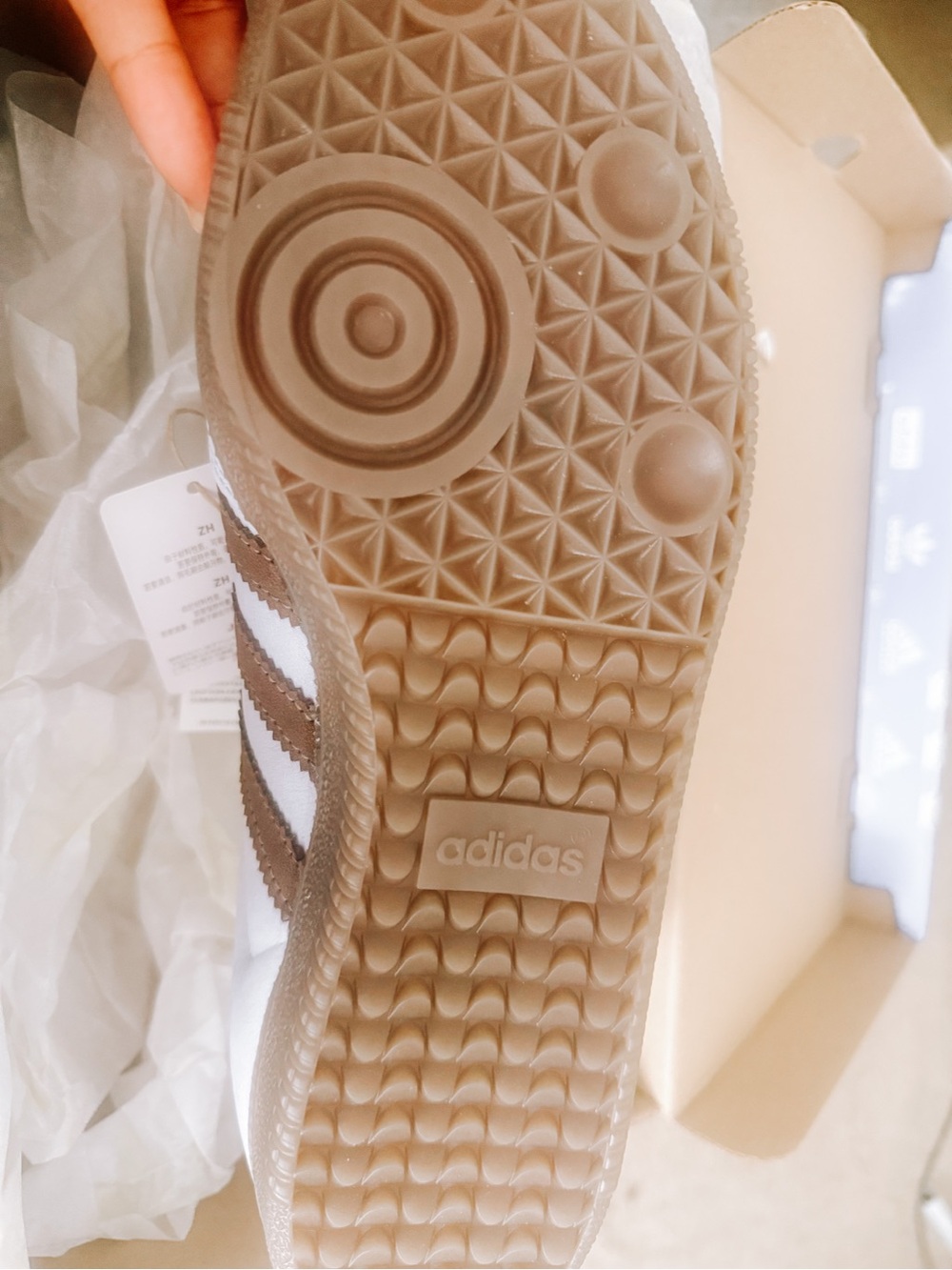 Adidas Samba Women’s Earth Sky Sneakers with Brown Three Stripes - Picture 3 of 4